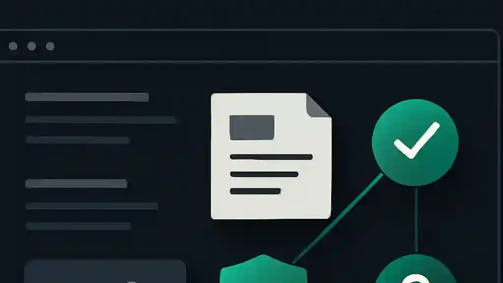 Illustration of a clean business website card with supporting proof and credibility cues.